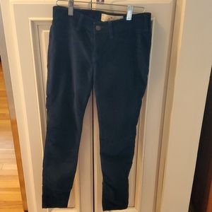 Hollister Super Skinny blue velour velvet jeans